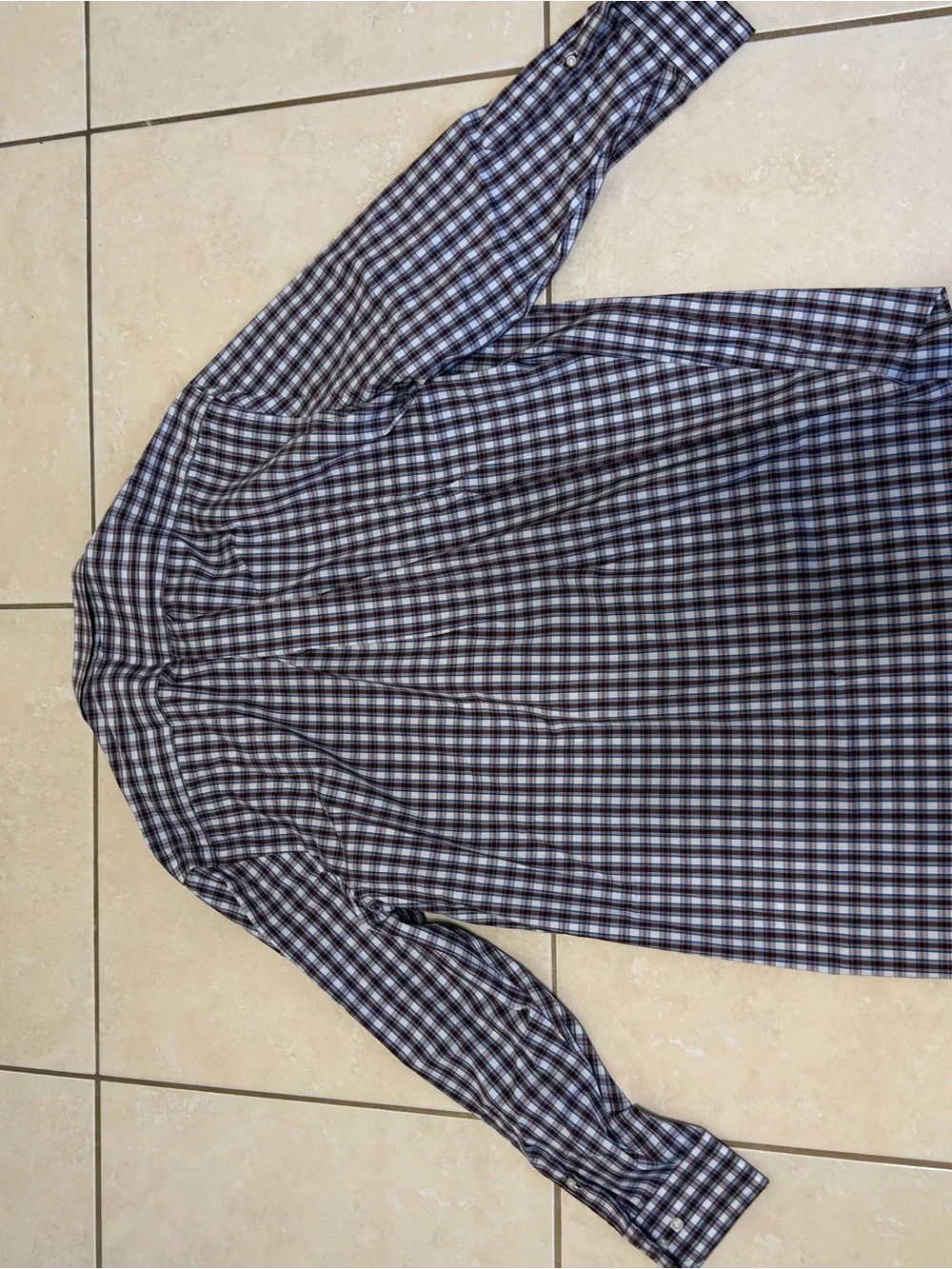 Stafford Smart Tech Men's Plaid Button-Up Shirt - Burgundy/Blue XL 17-17 1/2